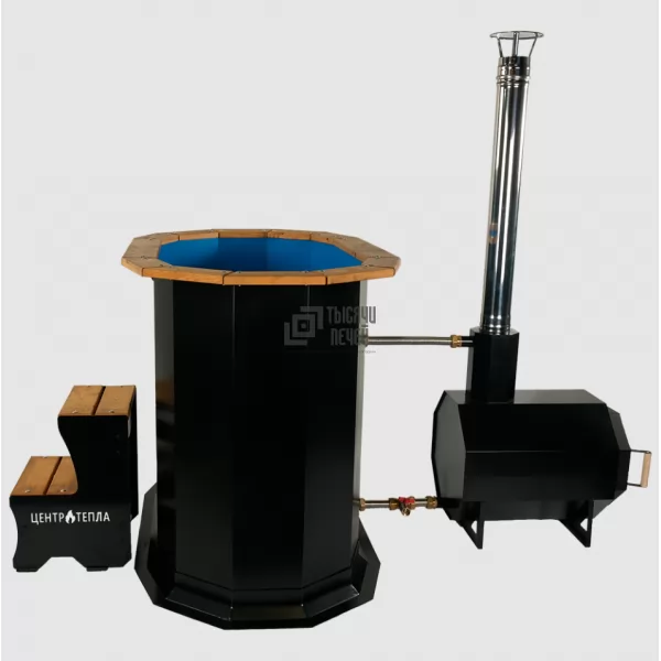 Чан овальный 2-хместный (AISI 430/2 мм) с печью и дымоходом в комплекте (Центр Тепла)