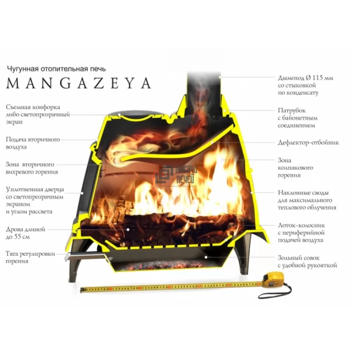 Изображение Отопительная печь МАНГАЗЕЯ, чёрная бронза (TMF) 405 м3