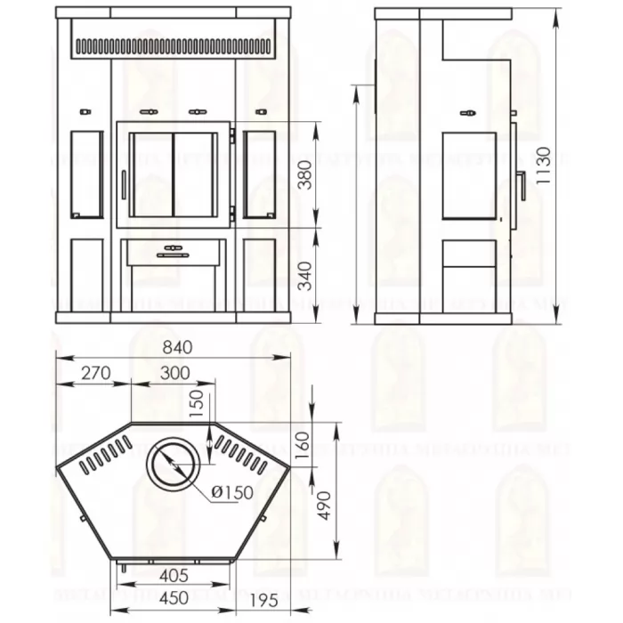 Печь-камин ЕНИСЕЙ (Мета-Бел) 220 м3 - фото товара