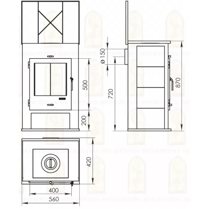 Картинка Печь-камин ОХТА (Мета-Бел) 160 м3