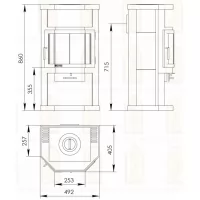 Превью Печь-камин ОКА с плитой (Мета-Бел) 120 м3