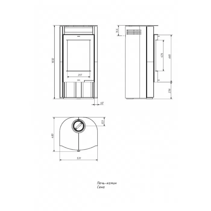 Печь-камин СЕНА (Мета-Бел) 140 м3 - фото товара