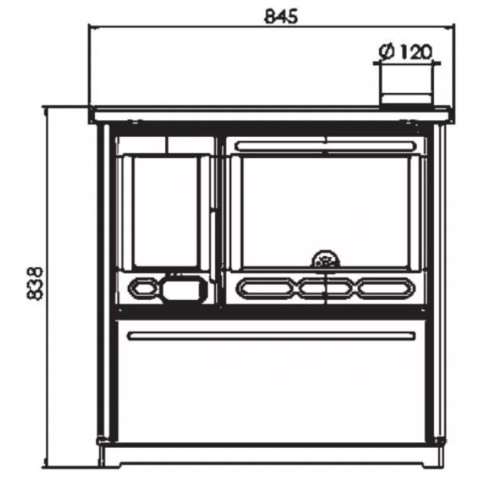 Изображение Отопительно-варочная плита TERMO GLAS, с водяным контуром, коричневая, труба слева (Plamen) 15 кВт