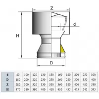 Превью Дефлектор с изоляцией D=104/204, полированный, AISI 321/304 0,5/0,5мм (Вулкан)