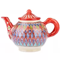 Чайник 1 л., красный Мехроб (Риштанская керамика)
