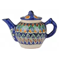 Чайник 1 л., синий (Риштанская керамика)