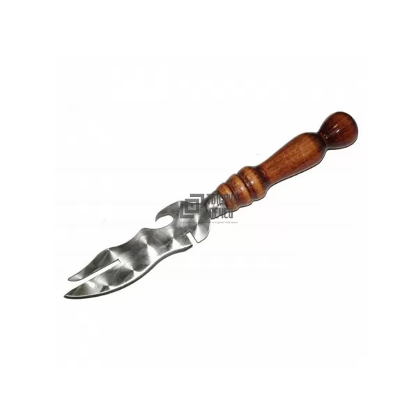 Нож-вилка для снятия мяса с шампура с деревянной ручкой (GM)