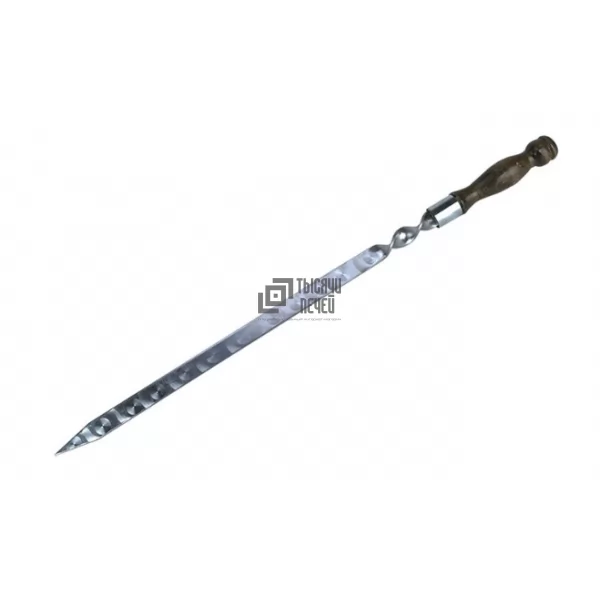 Шампур для люля-кебаб из нержавеющей стали 450х20х3 мм, с деревянной ручкой, шт. (GM)