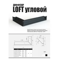 Превью Вентиляционная решётка-диффузор LOFT 400х400 угловая, чёрная (Компакт)