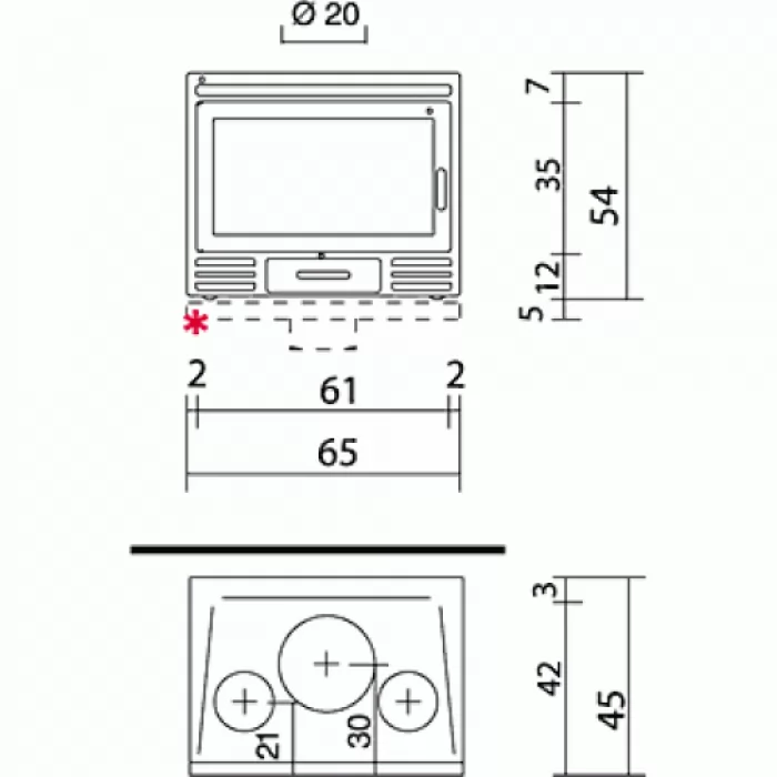 Изображение Каминная топка FIREBOX RIGA 54 V, принудительная вентиляция (EdilKamin) 10 кВт