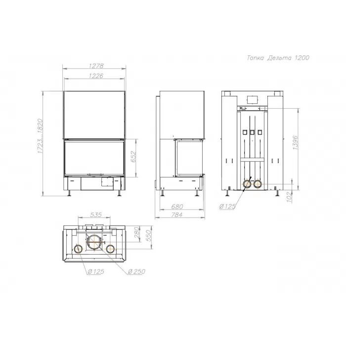 Фотография Каминная топка ДЕЛЬТА 1200B (Экокамин) 22 кВт