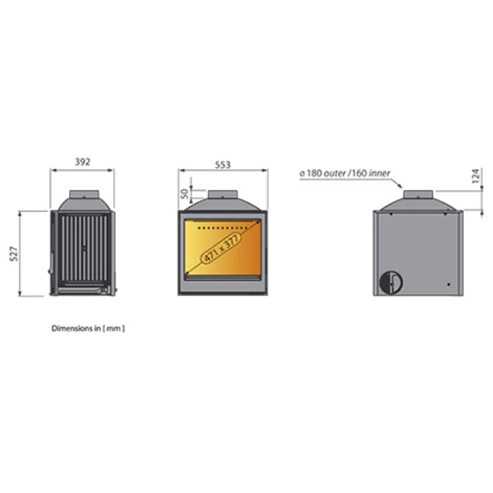 Изображение Чугунная топка LCI 5 GFR (стекло справа), чёрная (Liseo Castiron) 8-14 кВт