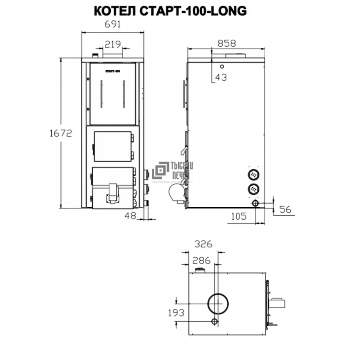 Полуавтоматический твердотопливный котел СТАРТ-100-Long (Start) 100 кВт - фото, отзывы