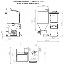 Превью Автоматический пеллетный котел с бункером СТАРТ-35-GR (Start) 35 кВт