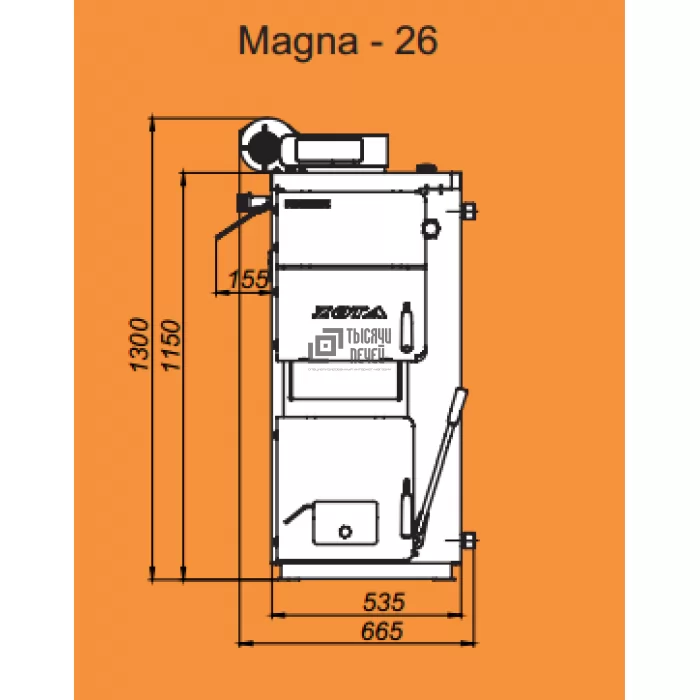 Полуавтоматический твердотопливный котел MAGNA-26 (ZOTA) 26 кВт ОТКЛ - фото, отзывы