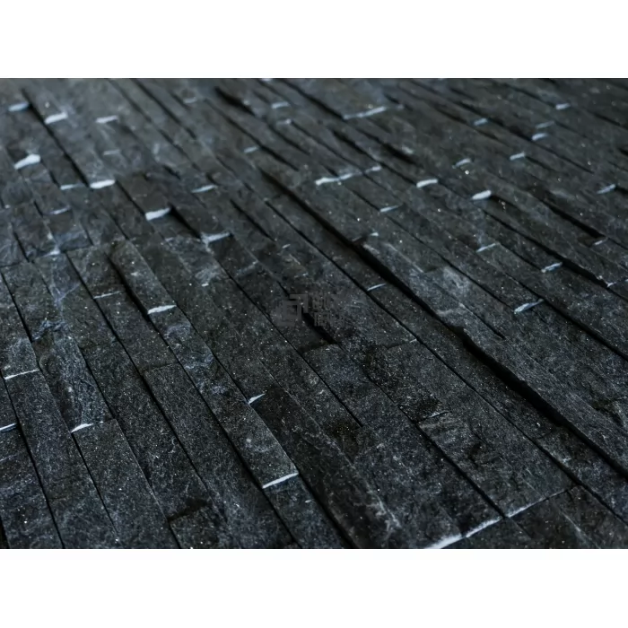 Плитка из камня Кварцит Неоклассик черный, панель 600 x 150 x 15-20 мм (0.54 м2 в уп.), уп. (Pharaon) - фото товара