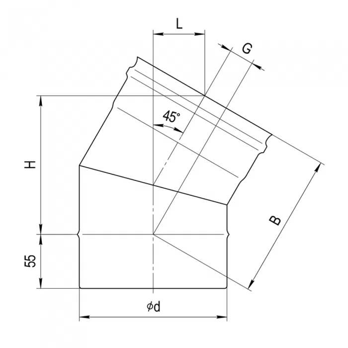 Изображение Колено угол 135°  (430/0,8 мм / эмаль /600° черная) Ф115 Blackside (Ferrum)