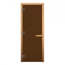 Дверь для бани Бронза матовая 1900х700 (8мм, 3 петли 716 CR хром, ОСИНА) (Везувий)