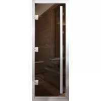 Дверь для хамама Премьер Al, стекло 8мм, бронза, 3 петли L, ВР, 1900х700 (АРТА)