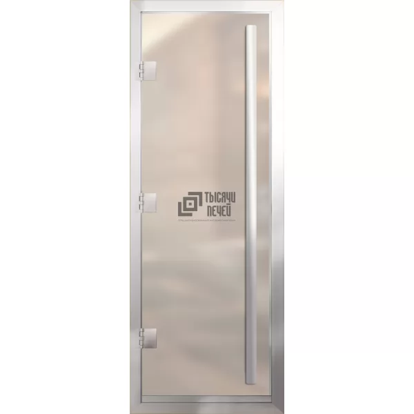 Дверь для бани Премьер Al, стекло 8мм, белая Matelux, 3 петли L, ВР-комби, алюминий 1900х700 (АРТА)