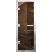 Дверь для бани Престиж Al, стекло 8мм, бронза, 3 петли L, ГР-комби, алюминий 2000х700 (АРТА)