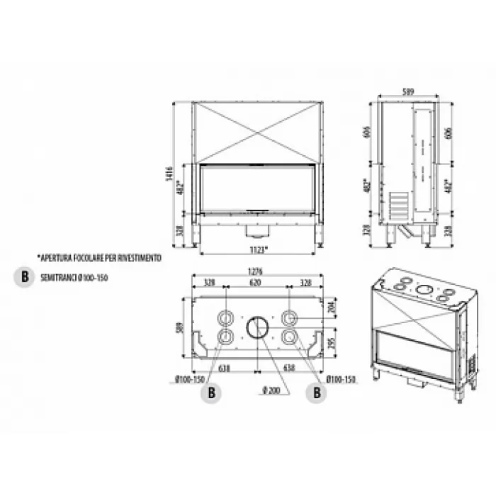 Картинка Каминная топка MCZ Plasma 115 Wood (MCZ) 14,1 кВт