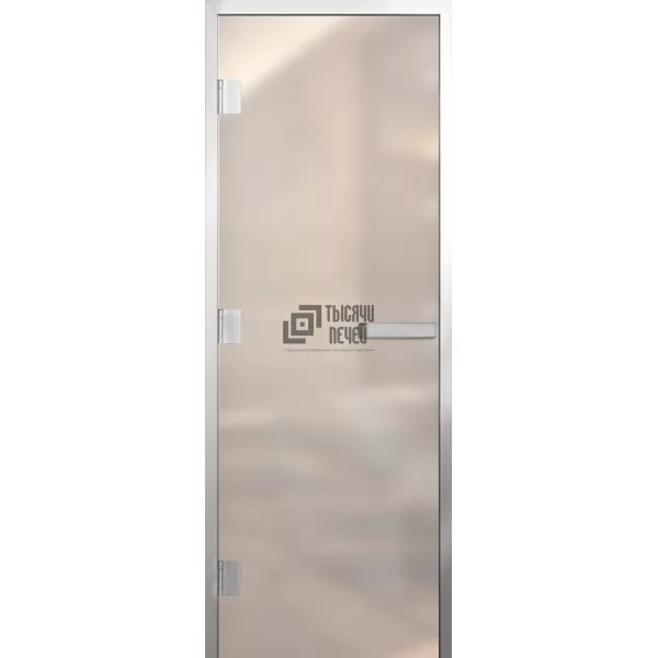 Дверь для бани Элит Al, стекло 8мм, белая Matelux, 3 петли L, ГР-комби, алюминий 1900х700 (АРТА)