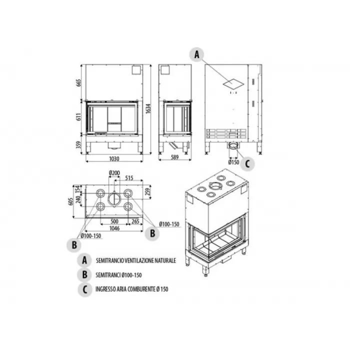 Каминная топка MCZ Plasma 95 dx Wood (MCZ) 14,8 кВт - фото товара