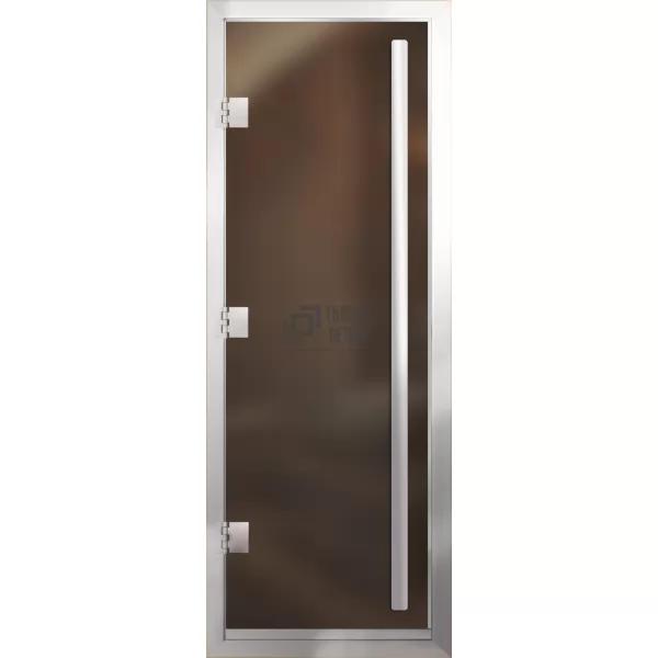 Дверь для бани Премьер Al, стекло 8мм, бронза Matelux, 3 петли Лев., ВР-комби, алюминий 1900х800 (АРТА)