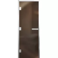 Дверь для бани Элит Al, стекло 8мм, бронза Matelux, 3 петли L, ГР-комби, алюминий 1900х700 (АРТА)