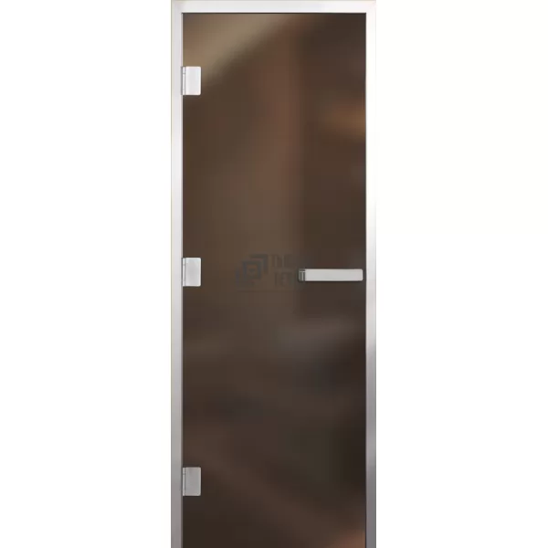 Дверь для бани Элит Al, стекло 8мм, бронза Matelux, 3 петли Лев., ГР-комби, алюминий 2000х700 (АРТА)