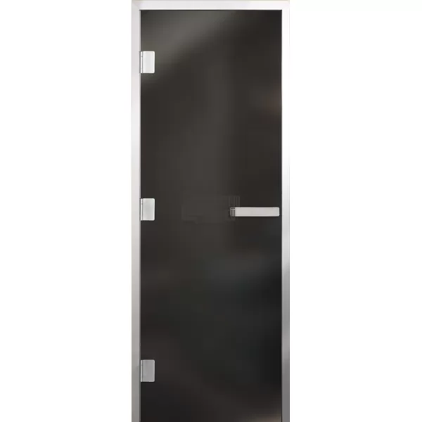 Дверь для бани Элит Al, стекло 8мм, графит Matelux, 3 петли L, ГР-комби, алюминий 2000х700 (АРТА)