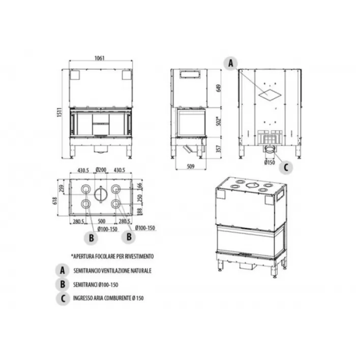 Изображение Каминная топка MCZ Plasma 95T Wood (MCZ) 13,2 кВт