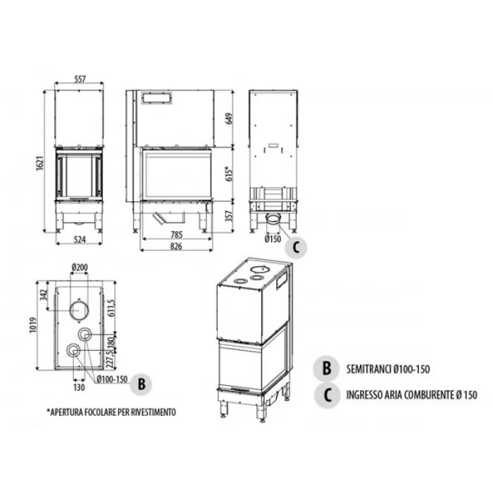 Каминная топка MCZ Plasma 50T Wood (MCZ) 15,7 кВт - фото товара