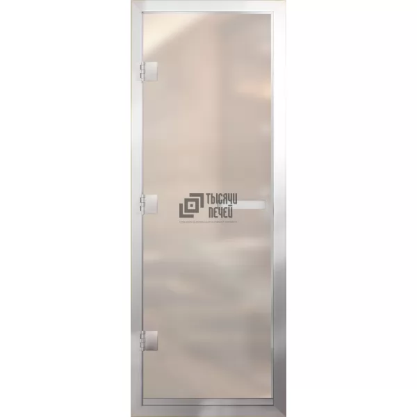 Дверь для бани Престиж Al, стекло 8мм, белая Matelux, 3 петли L, ГР-комби, алюминий 2000х800 (АРТА)